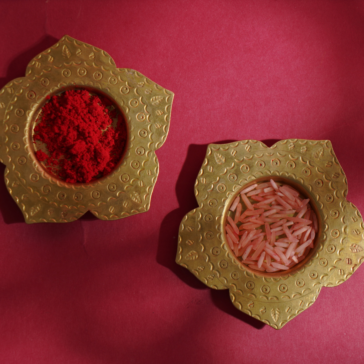 Brass Pooja tea light-Suitable for tea lights and diya Brass Phool Tea Light - Image 1
